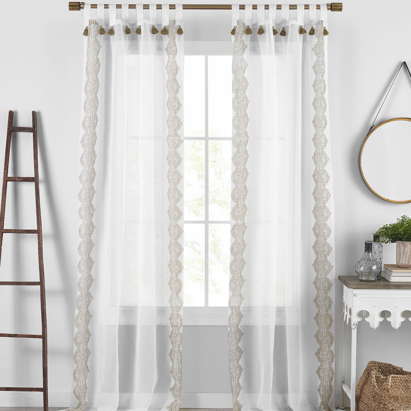 Panneau de rideau simple diaphane Axbridge, 52 po x 95 po, Lin