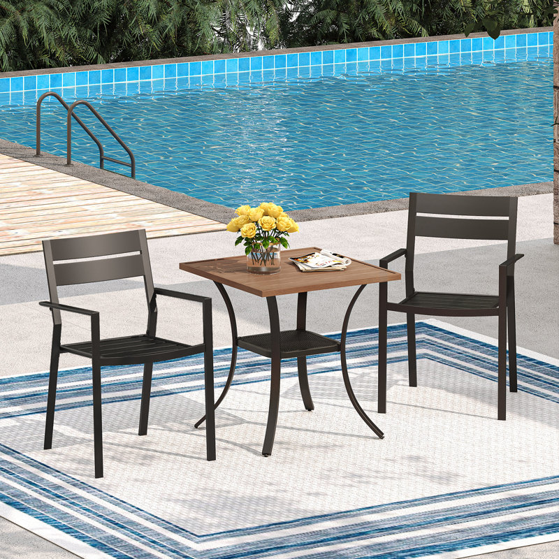 Ensemble repas d'extérieur de 5 pièces, H 27,6 po x L 27,6 po x l 27,6 po, Brun, 2