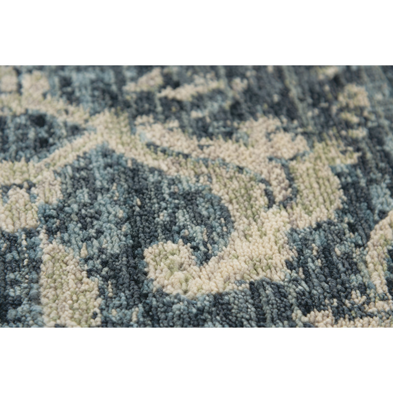 Tapis beige / bleu en laine Maratea, Rectangle 8 pi x 10 pi