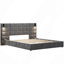 Structure de lit tapissier, avec applique murale et port USB, tête de lit large, velours