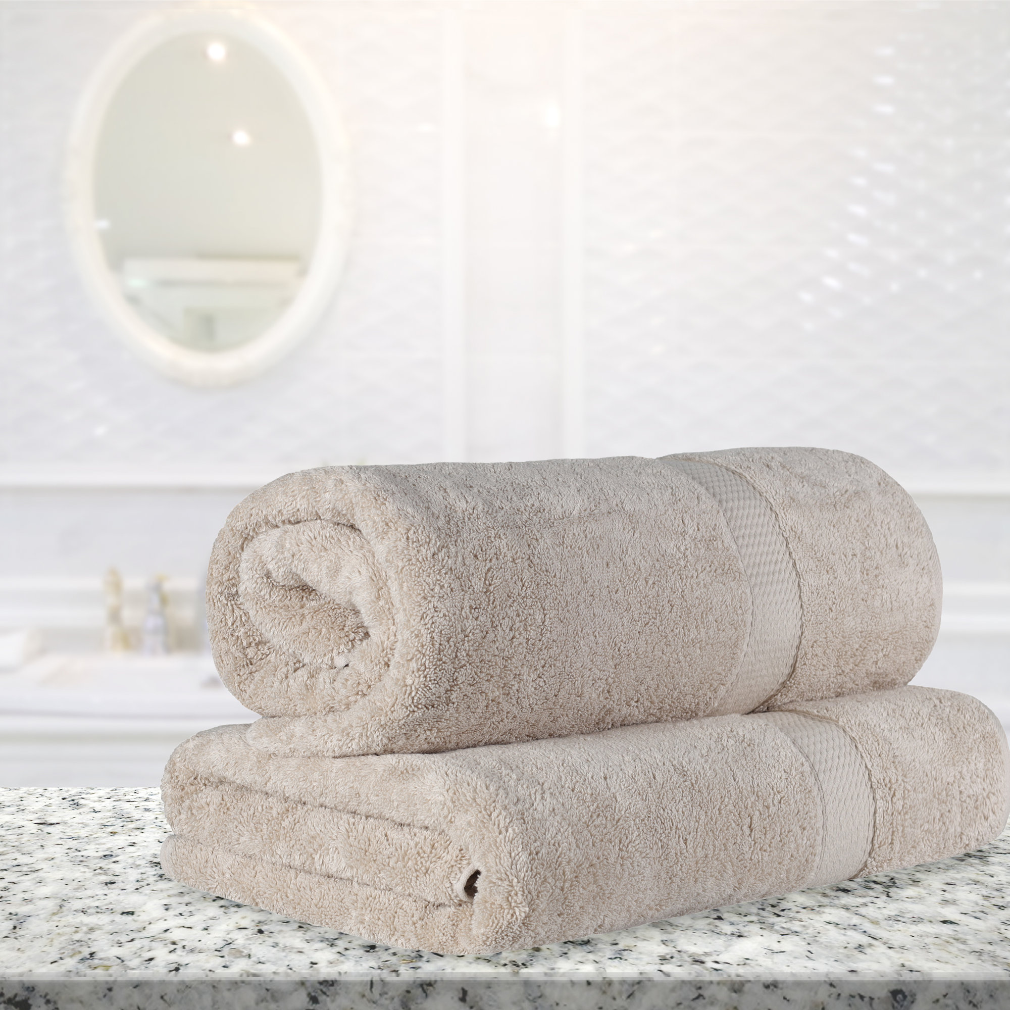 Renata 2 Piece 800 GSM Certified Egyptian Cotton Bath Sheet Set , Stone
