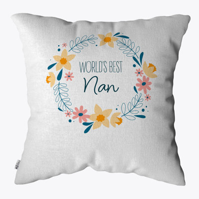 Floral White Square Throw Pillow Cover