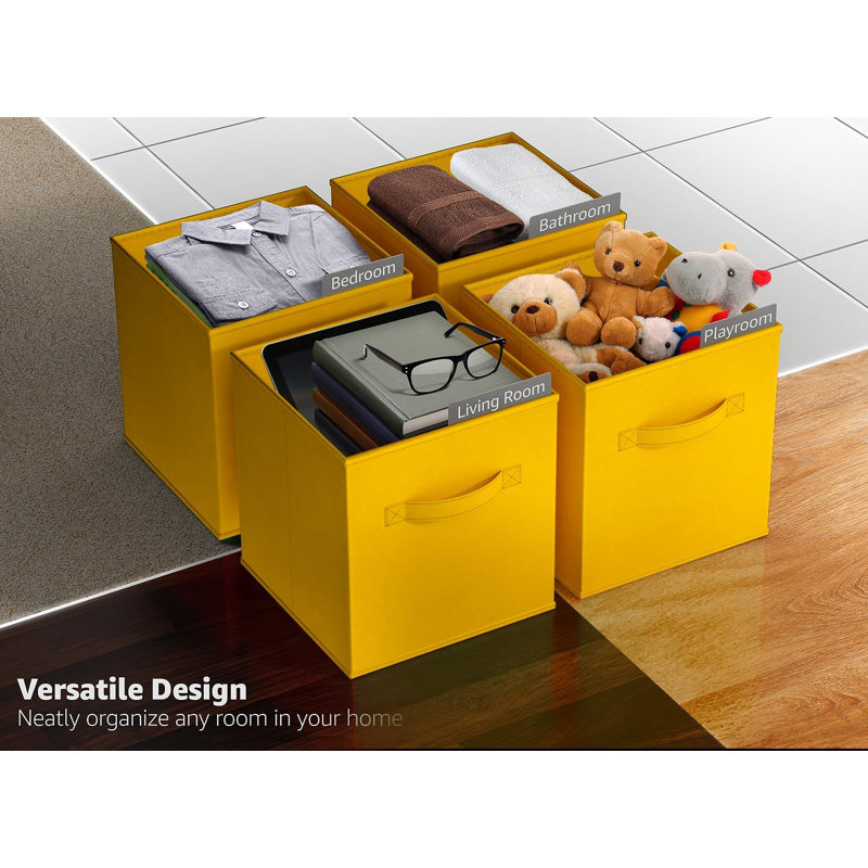 Sorbus 8 Pack 11" Foldable Storage Cubes with Handles, 6, Dark Yellow