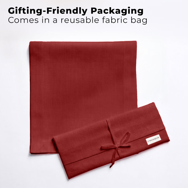 Chemin de table en faux lin, 90 po x 14 po, Rouge