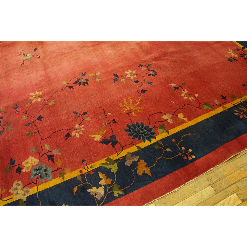 Hand Knotted Wool Area Rug in Pink