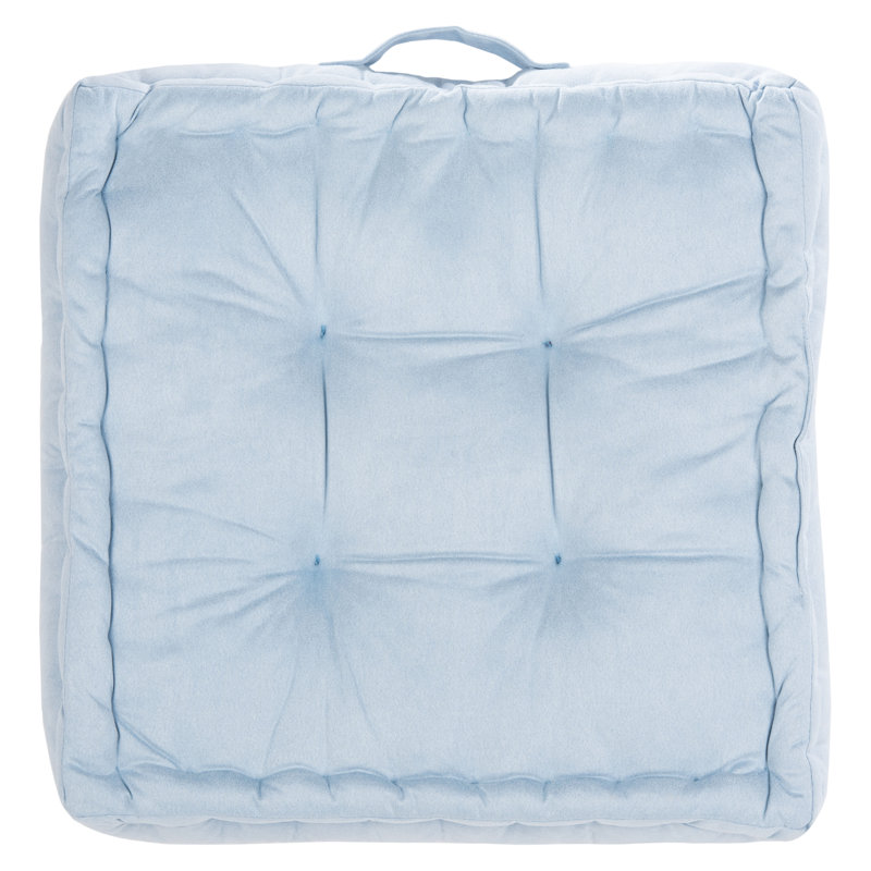 Light Blue Square Polyfill Floor Pillow with Handle