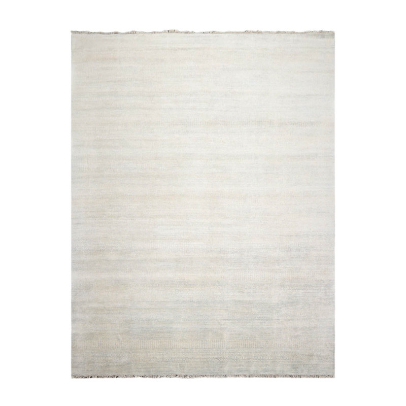 Tapis beige noué à la main, Rectangle 10 pi x 14 pi