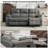 Faux Leather Recliner Sofa Set,Modern Manual Reclining Leather Sofa Set for Three People-Gray-60748323