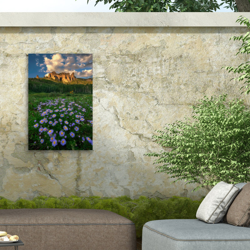 Rouleau bolologien et marguerites sur toile, H 32 po x l 22 po