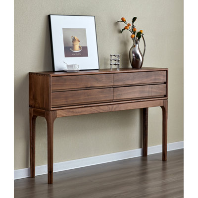 33.46" Walnut colour Rectangular Solid Wood Console Table