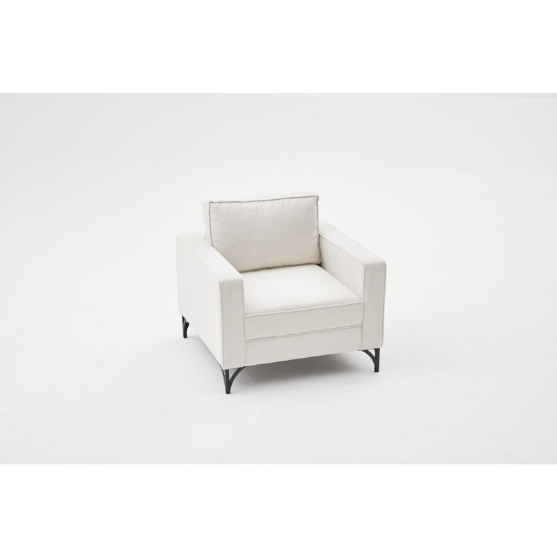 Fauteuil club Darron, 100 % polyester crème, Noir