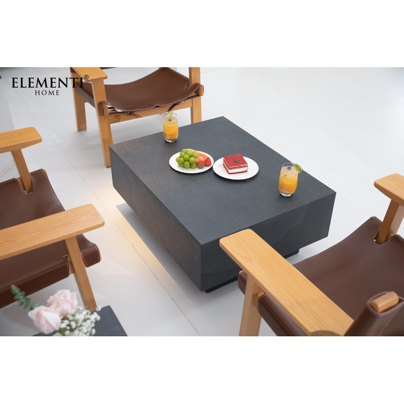 TEVERE Rectangular Concrete Coffee Table 86 x 66 x 35.6 cm, Black
