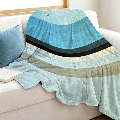 Jeté transparent en flanelle de polaire ultra douce, impression d'art abstrait beige simple