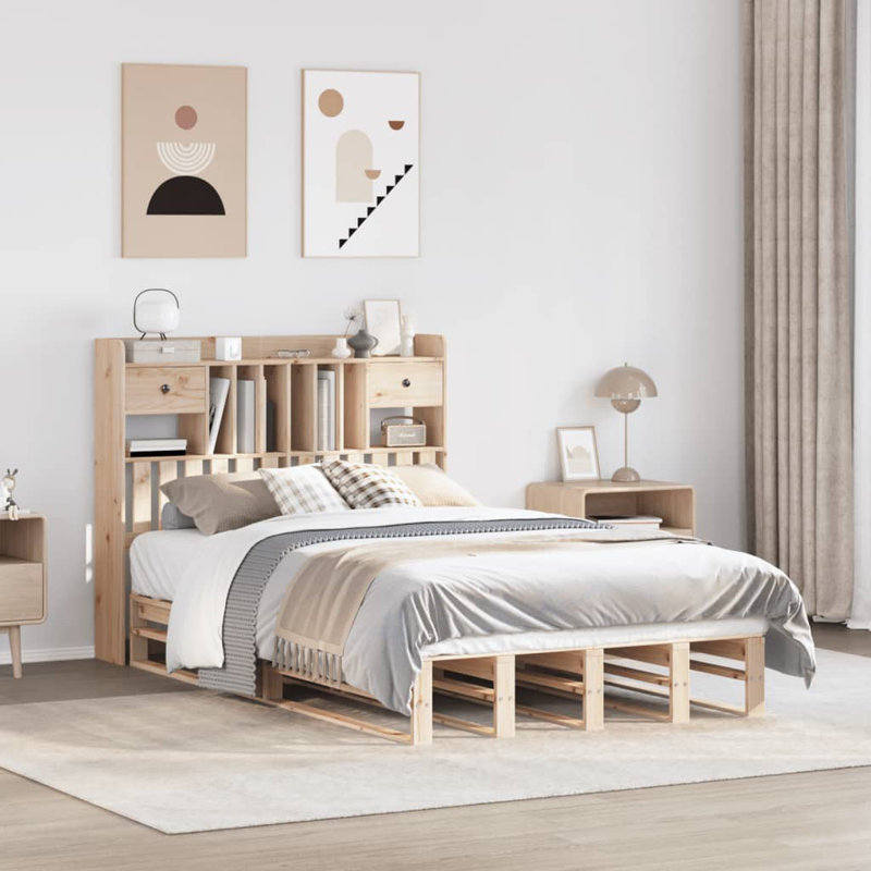 Solid Wood Bed, European Single (90 x 200cm), Brown