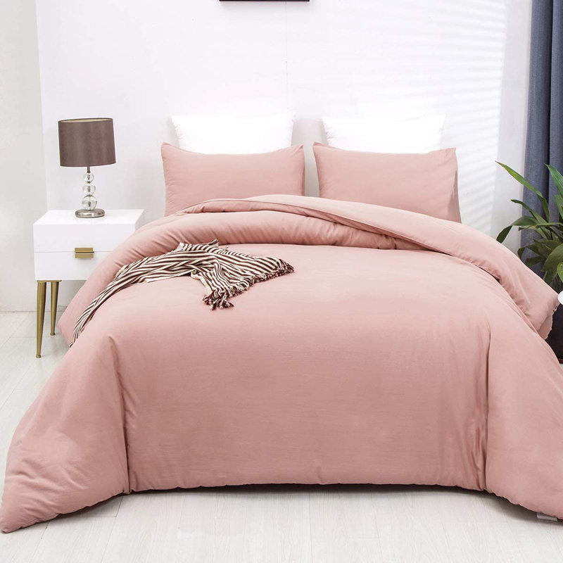 Solid Color Comforter Light Color 3 PCs Bedding Set Pure Color Bed Comforter Set, California King Comforter + 2 Pillowcases