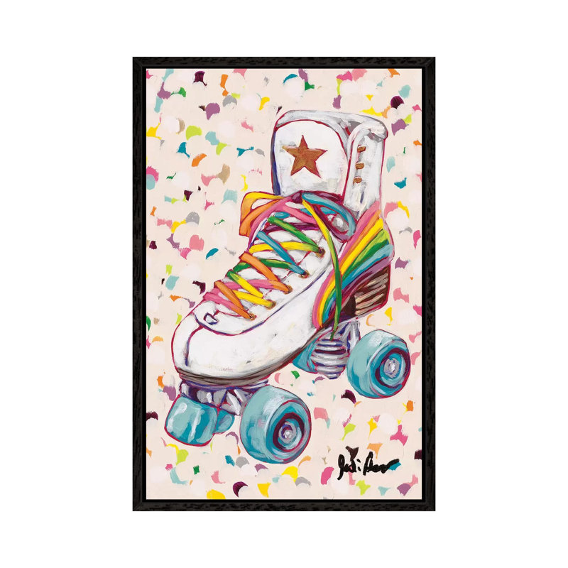 Retro Rainbow 1 Piece Painting on Canvas, 101.6cm H x 66.04cm W x 3.81cm D, Black Framed