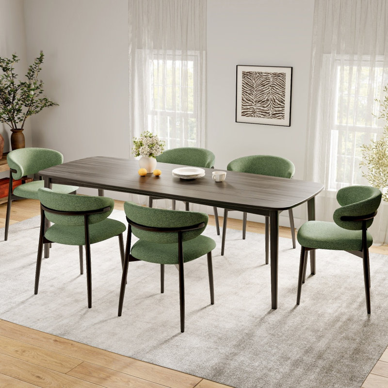 Chaises de salle à manger rembourrées en métal vert, 6