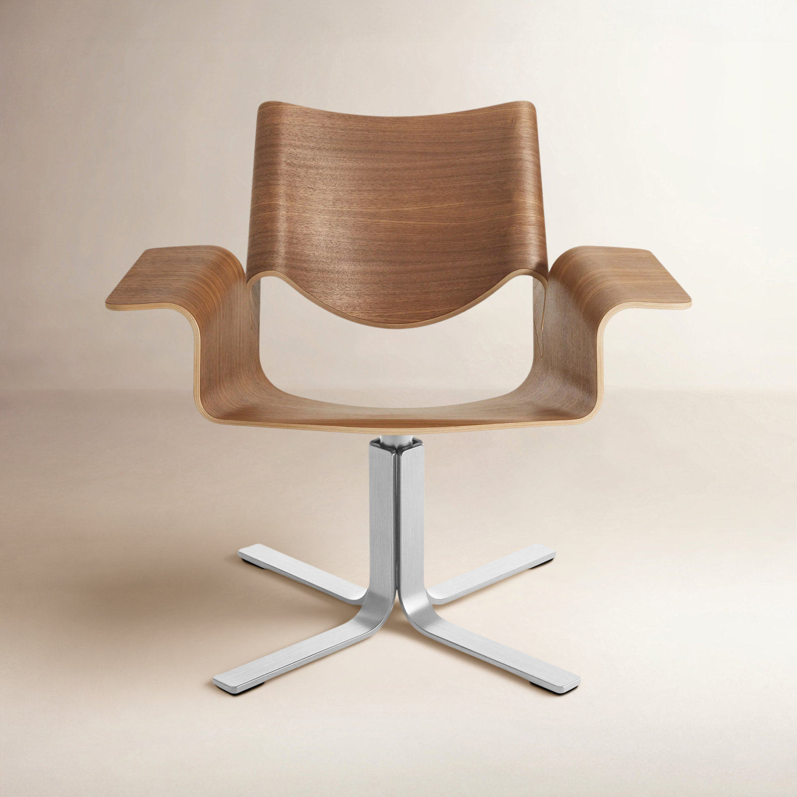 Buttercup Swivel Office Chair, Walnut/Stainless Steel