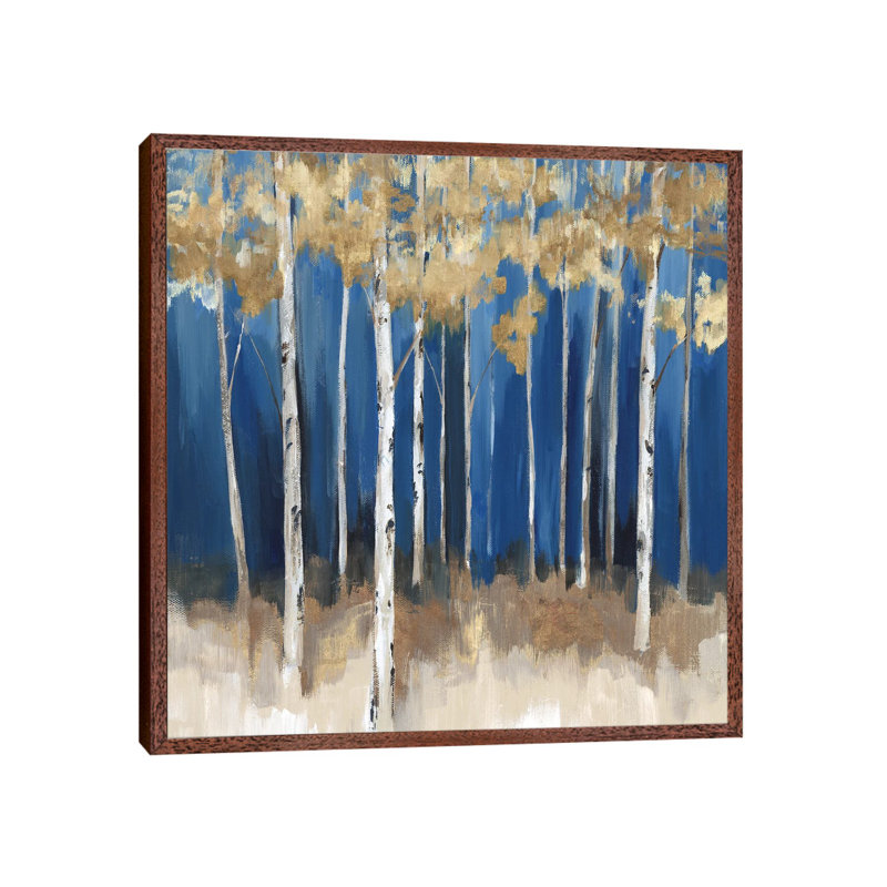 Midnight Indigo 1 Piece Painting on Canvas, 66.04 cm H x 66.04 cm W, Classic Brown Wood Framed