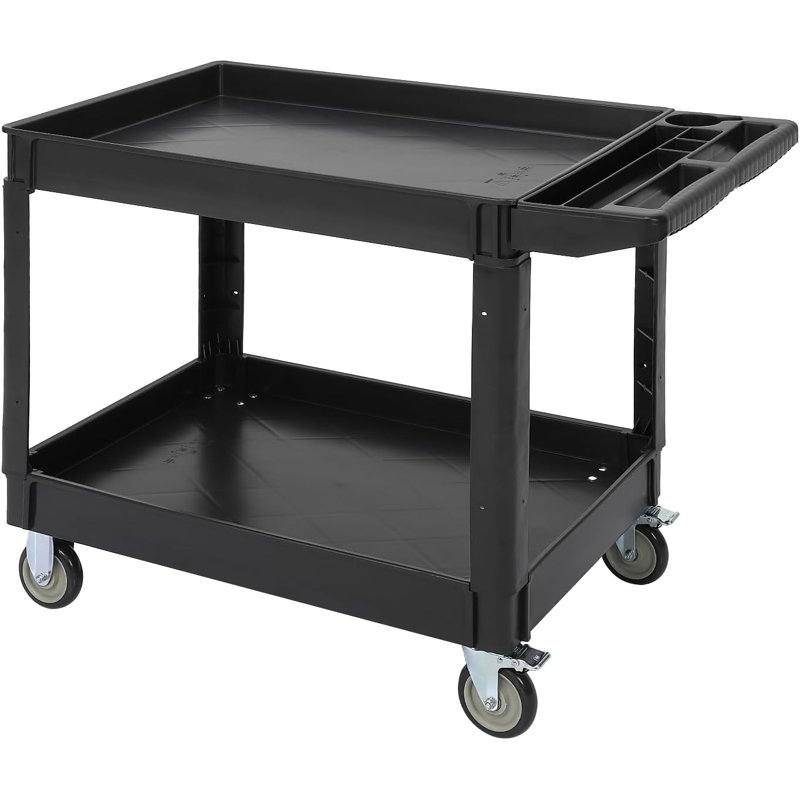 Chariot utilitaire robuste de 500 lb avec poignée de rangement, Noir, noir, noir, noir