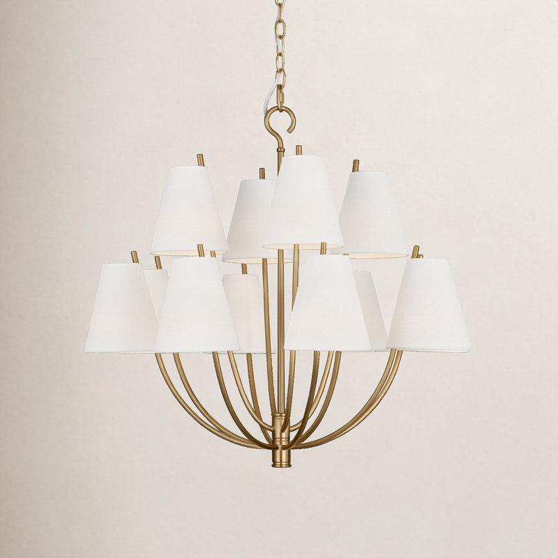Reyes 12-Light Chandelier, Burnished Brass, 116.63" H x 30" W  x 30" D