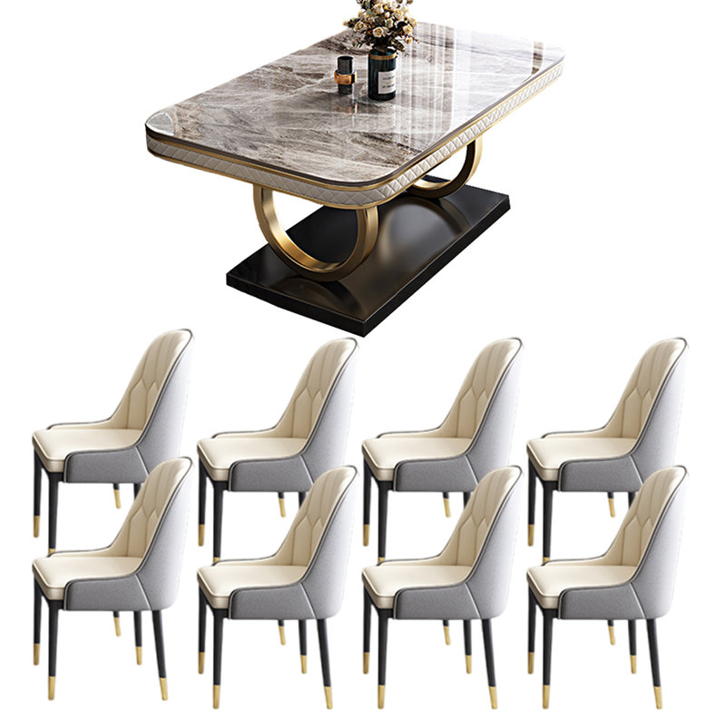 Ensemble de table de salle à manger rectangulaire de luxe de style italien, Gris