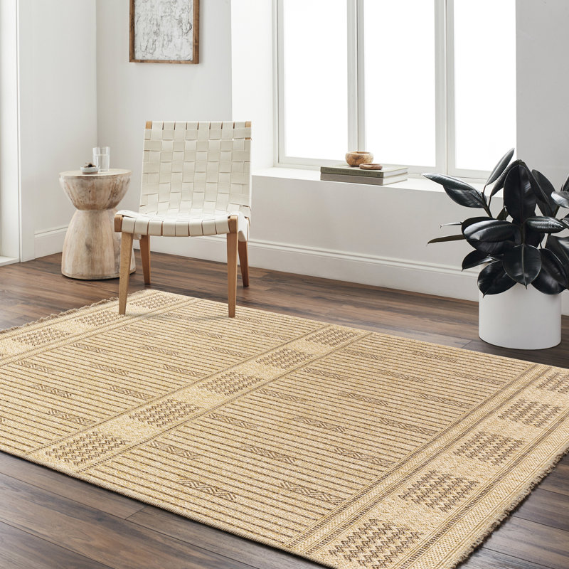 Klara Boho Jute-Look Beige Area Rug, Geometric, Rectangle 304  x  431 cm