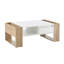 Table basse haute brillance avec 2 tiroirs, table centrale pratique à deux tons avec compartiments cachés, table basse rectangulaire avec tablette de rangement ouverte pour le salon, la chambre à coucher, blanc