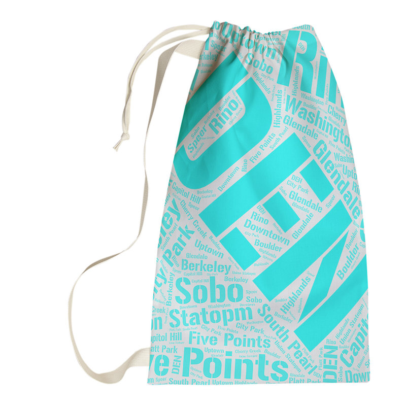 Laundry Hamper with Handles, Cyan, Large (36" H x 28" W x 1.5" D), Denver