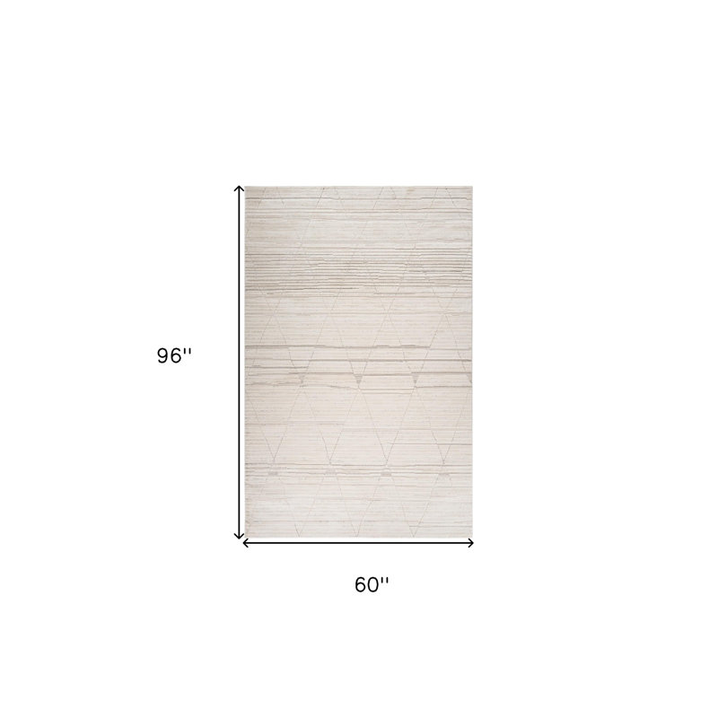 Tapis abstrait crème et beige 5 pi x 8 pi