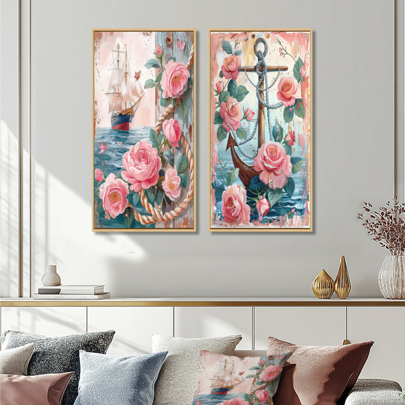Ensemble de 2 pièces d'art mural "Coastal", H 28 po x l 24 po, Impression encadrée, Érable