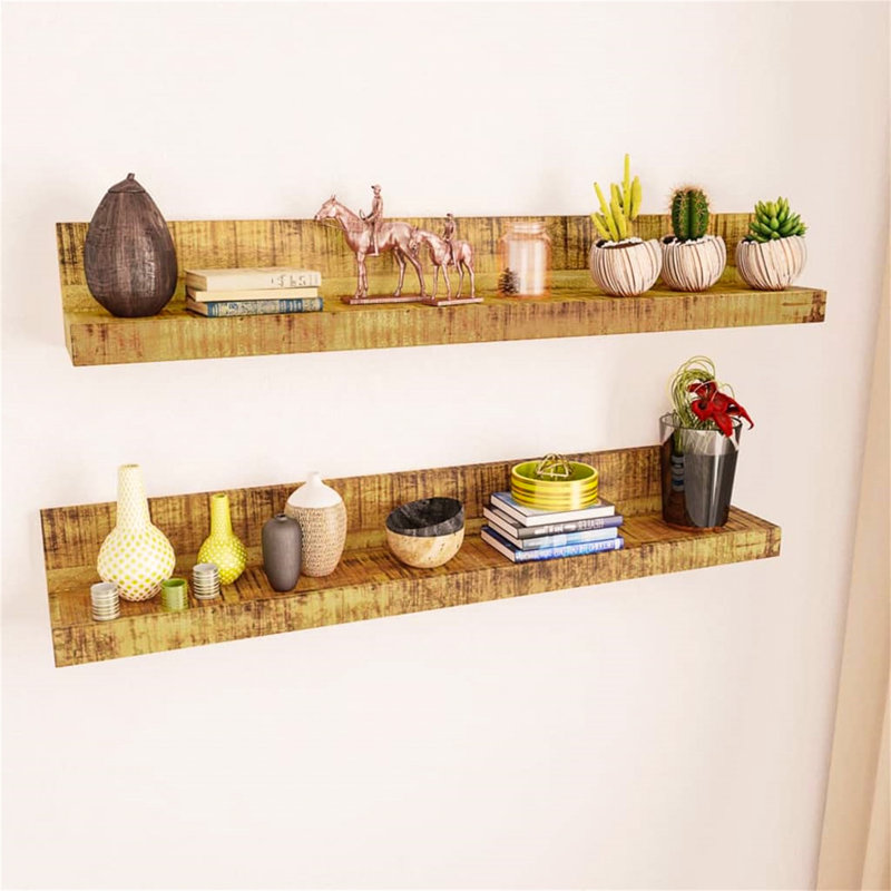 Avesbury 2 Piece Mango Solid Wood Picture Ledge Wall Shelf