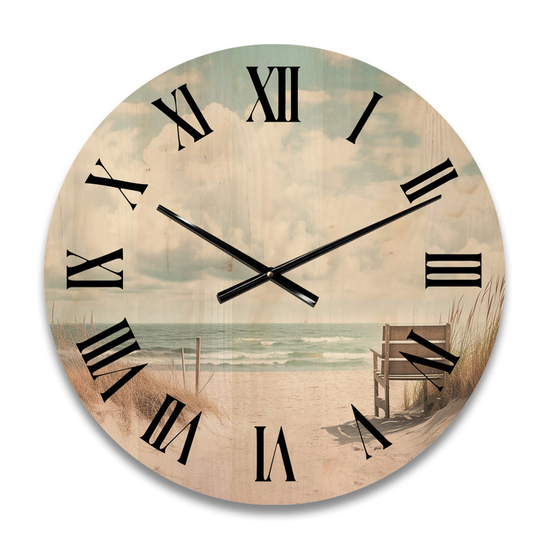 Horloge murale de plage Beach Grass Landscape II, Petit