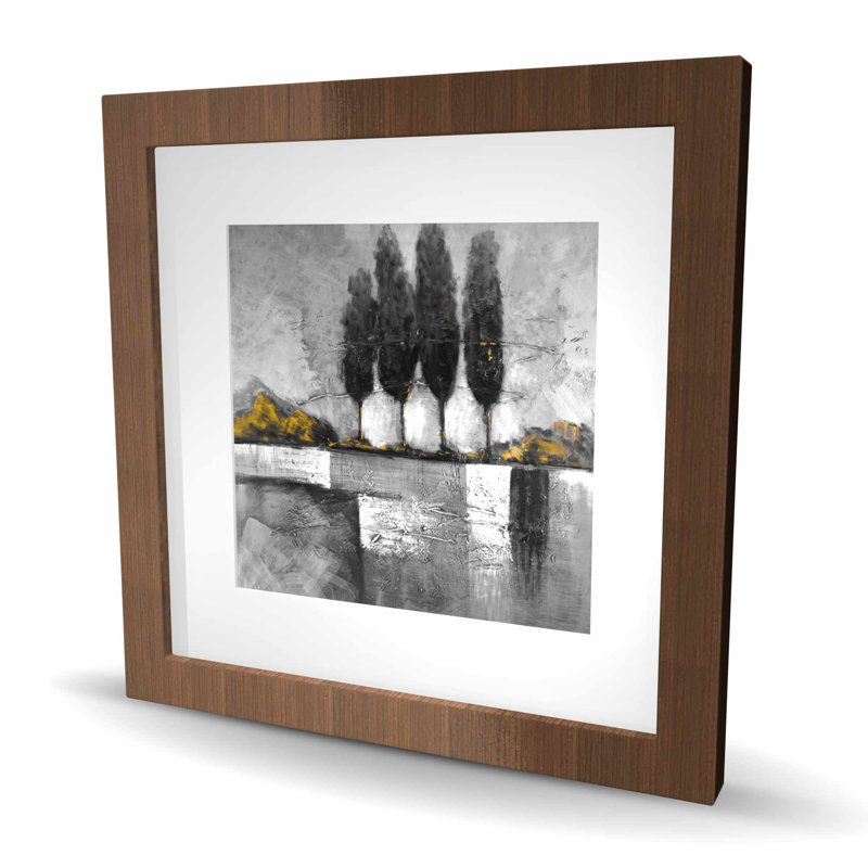 Paysage industriel avec arbres - impression encadrée avec passe-partout