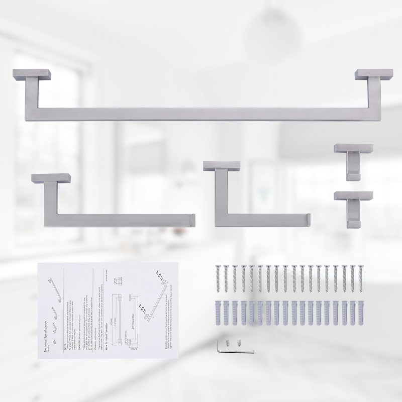 Brushed Nickel 5-Piece Modern Bathroom Hardware Set