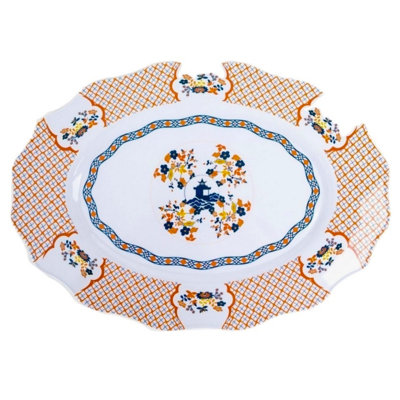 PAGODA AND FLORAL MELAMINE SERVING TRAY