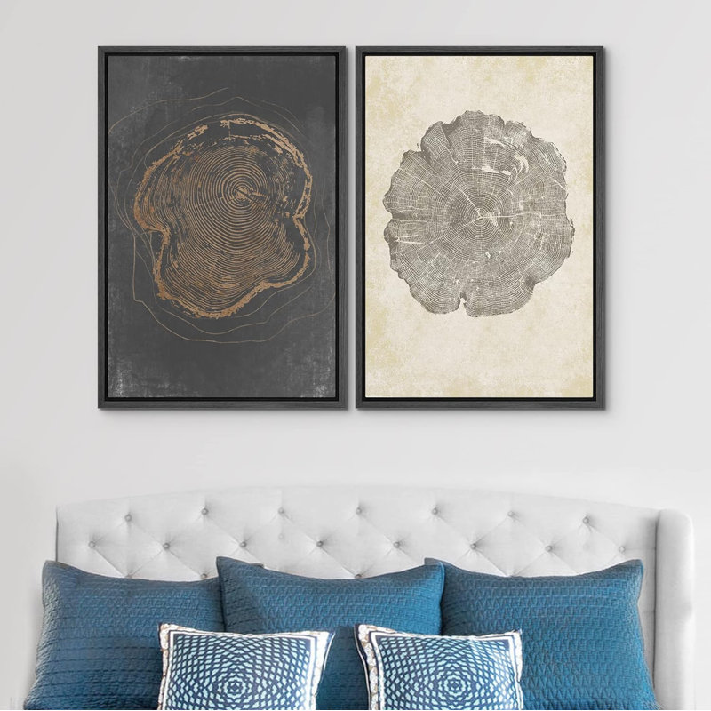 «Pastel Grungeest Tree Rings», 2 pièces, H 24 po x l 16 po, Noir