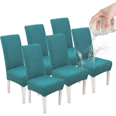 Dining Chair Covers – Peacock Blue – Set Of 6, Detachable, Retractable, Sofa/Dining Chair Slipcovers