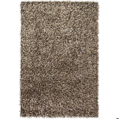 Heston Authentic Hand Woven Handmade Triple-Mixed Black, White & Gray Modern Abstract Polyester Shag Area Rug
