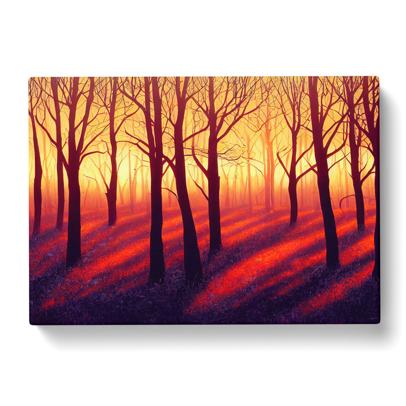 XXX-H1022-WF-8374X Striking Forest Sunset Vol.5 - Wrapped Canvas Painting, 40cm H x 60cm W x 3cm D