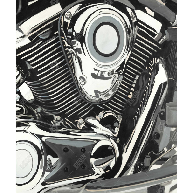 Motorcycle Engine Canvas Art | Transportation Home Decor
