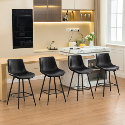 Faux Leather Modern Dining Bartools Stools by George Oliver