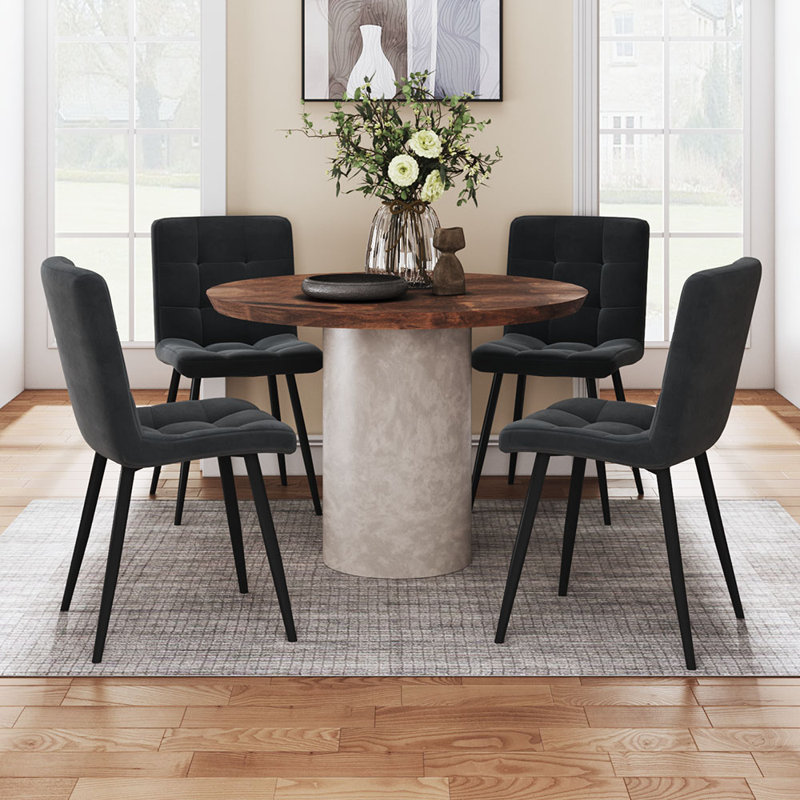 45cm H Upholstered Upholstered Back Side Chair, Grey