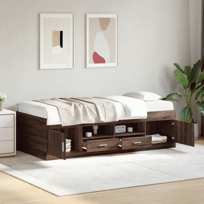Vidaxl Daybed With Drawers, Smoked Oak, Single (3')
