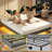 Cowen Floating Bed Frame with LED Lights Metal Slats Underbed Storage Space No Box Spring-133985343-76432944