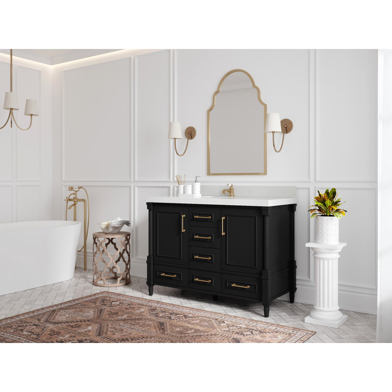 Ensemble de meuble-lavabo simple 48 po Aberdeen, Quartz de Carrare