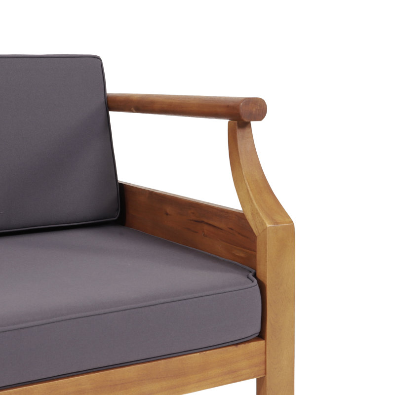 Canapé modulaire d'extérieur en bois d'acacia avec coussins Trishul, Gris foncé