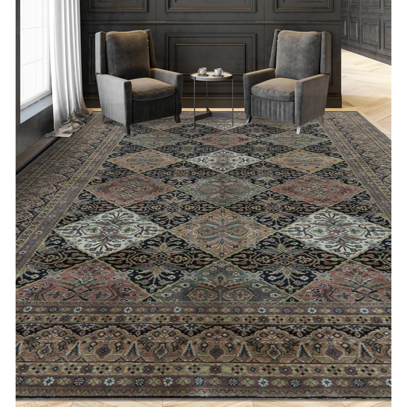 Gramercy Oriental Area Rug in Brown/Black, Rectangle 8'2" x 10'