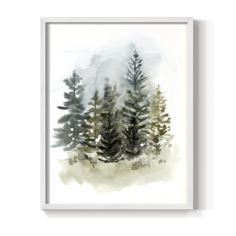 Impression encadrée Washy Treeline II - bois massif, H 30 po x l 24 po, Blanc