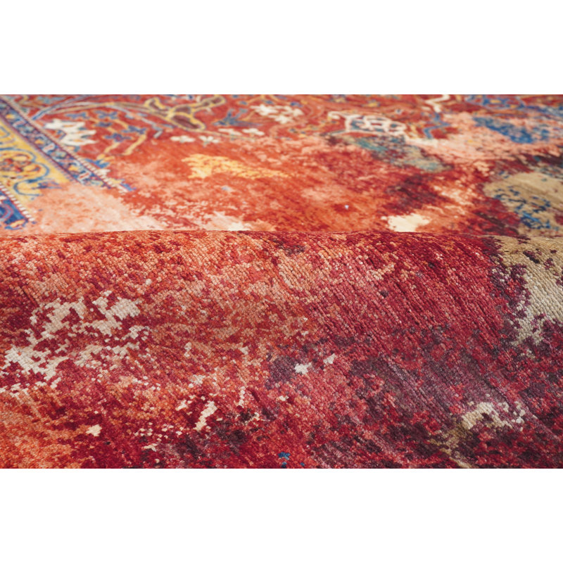 High-Quality Hand-Knotted Red And Multi Area Rug